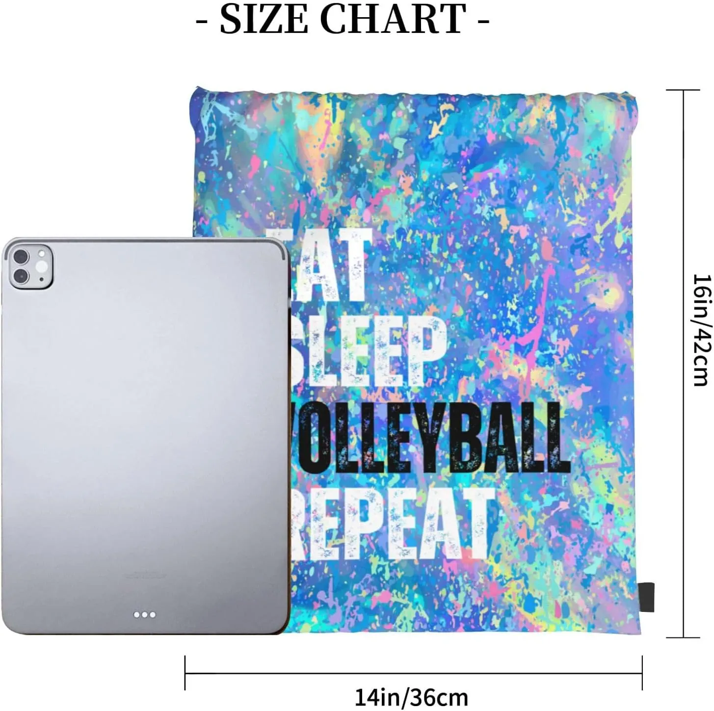 Eat Sleep Volleyball Repeat Drawstring Backpack Gym String Bag Sports Drawstring Sackpack For Women Men