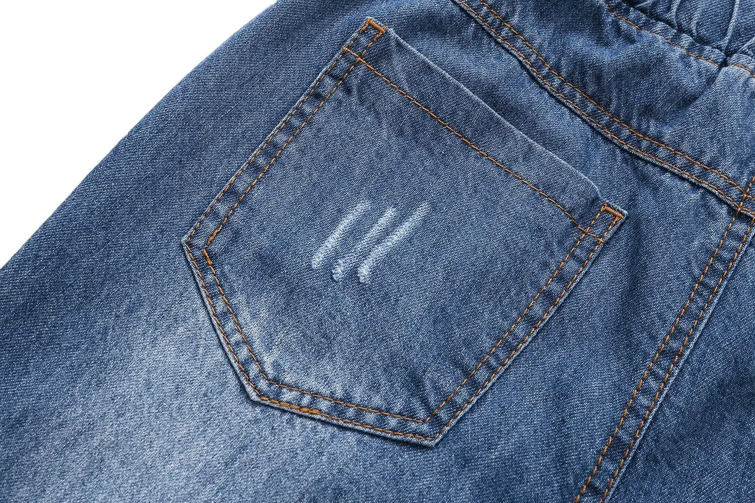 Echiondon Boy Jean Shorts Stretch Denim Shorts Pull on Elastic Shorts