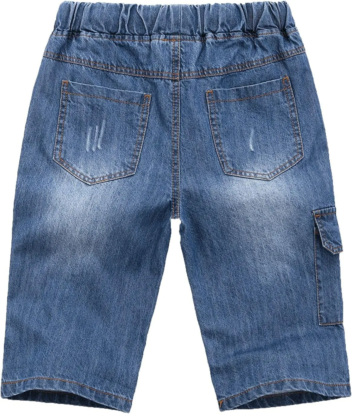 Echiondon Boy Jean Shorts Stretch Denim Shorts Pull on Elastic Shorts