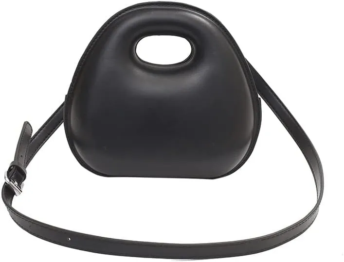 Egg shell bag for women fashion small round bag niche unique egg shell crossbody bag handbag shoulder bag (Black)