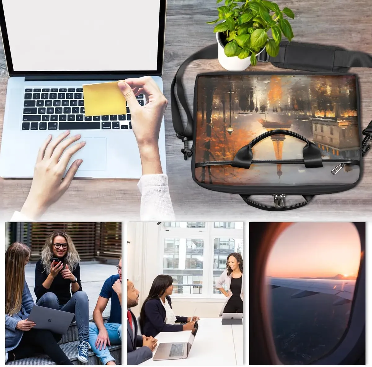 Eiffel Tower Spring Flowers 15 Inch Laptop Bag Laptop Shoulder Bag Computer Cases for Laptops or Tablets