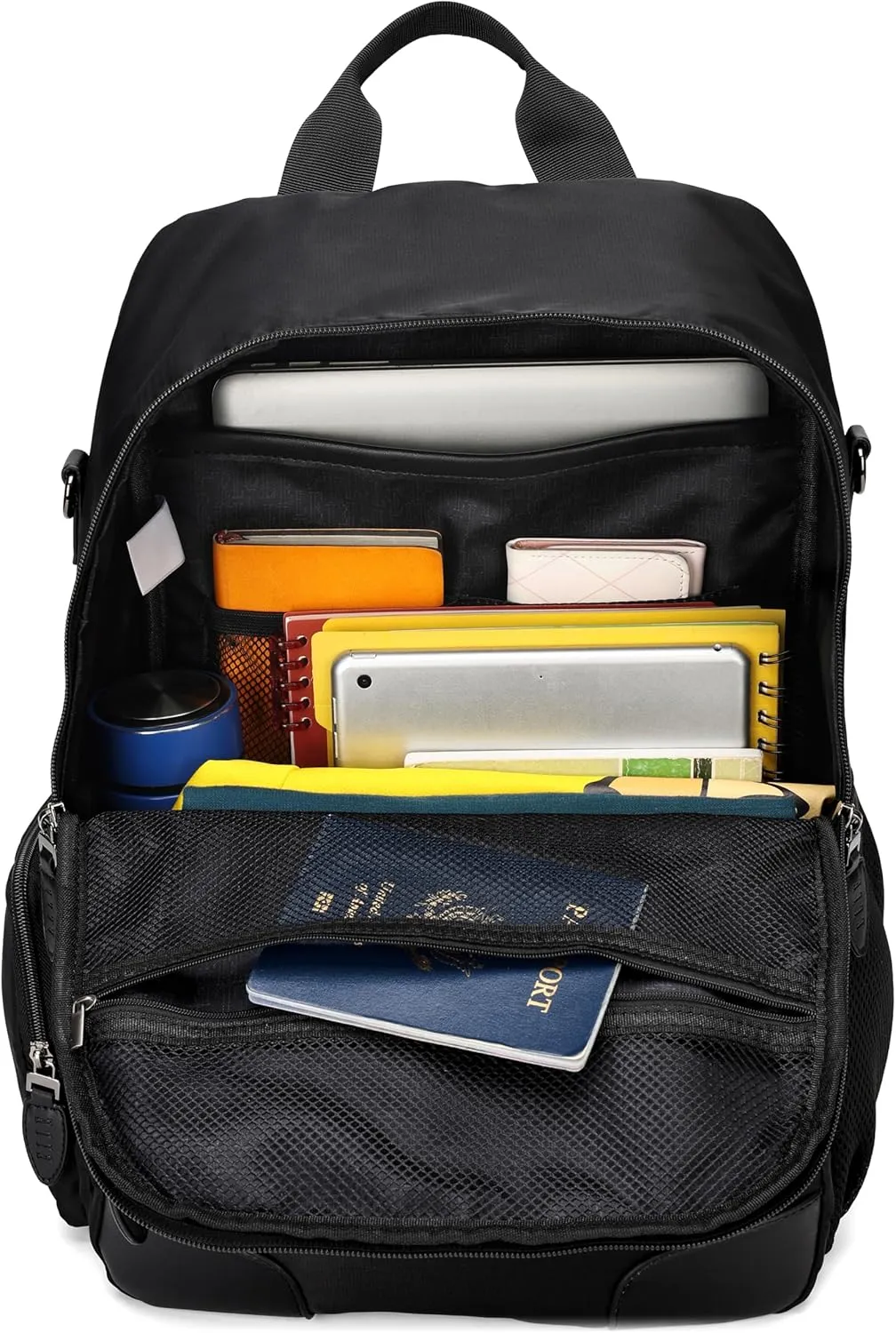 Elle Voyage 20L Twill and Vegan Leather Backpack | Black