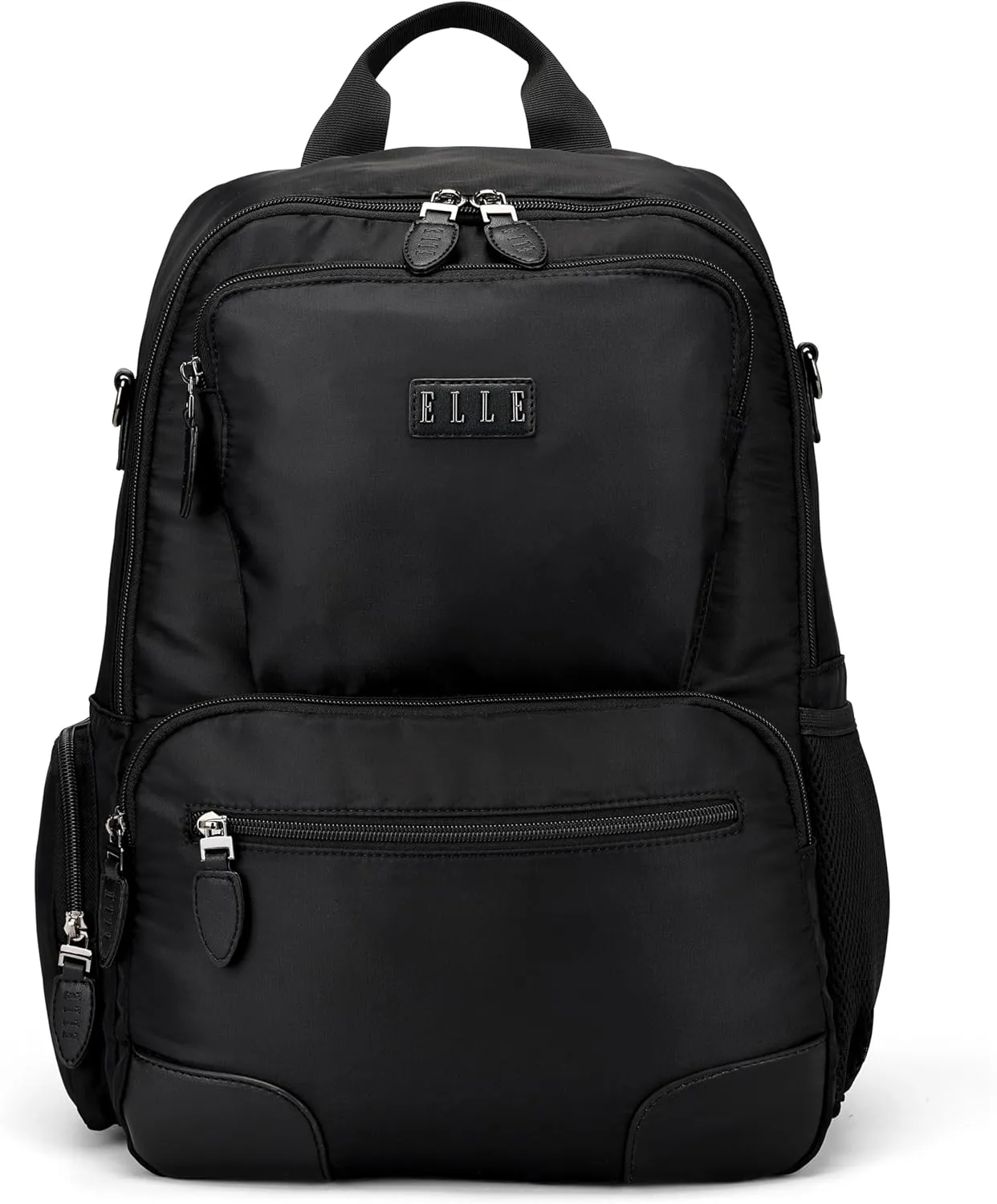 Elle Voyage 20L Twill and Vegan Leather Backpack | Black