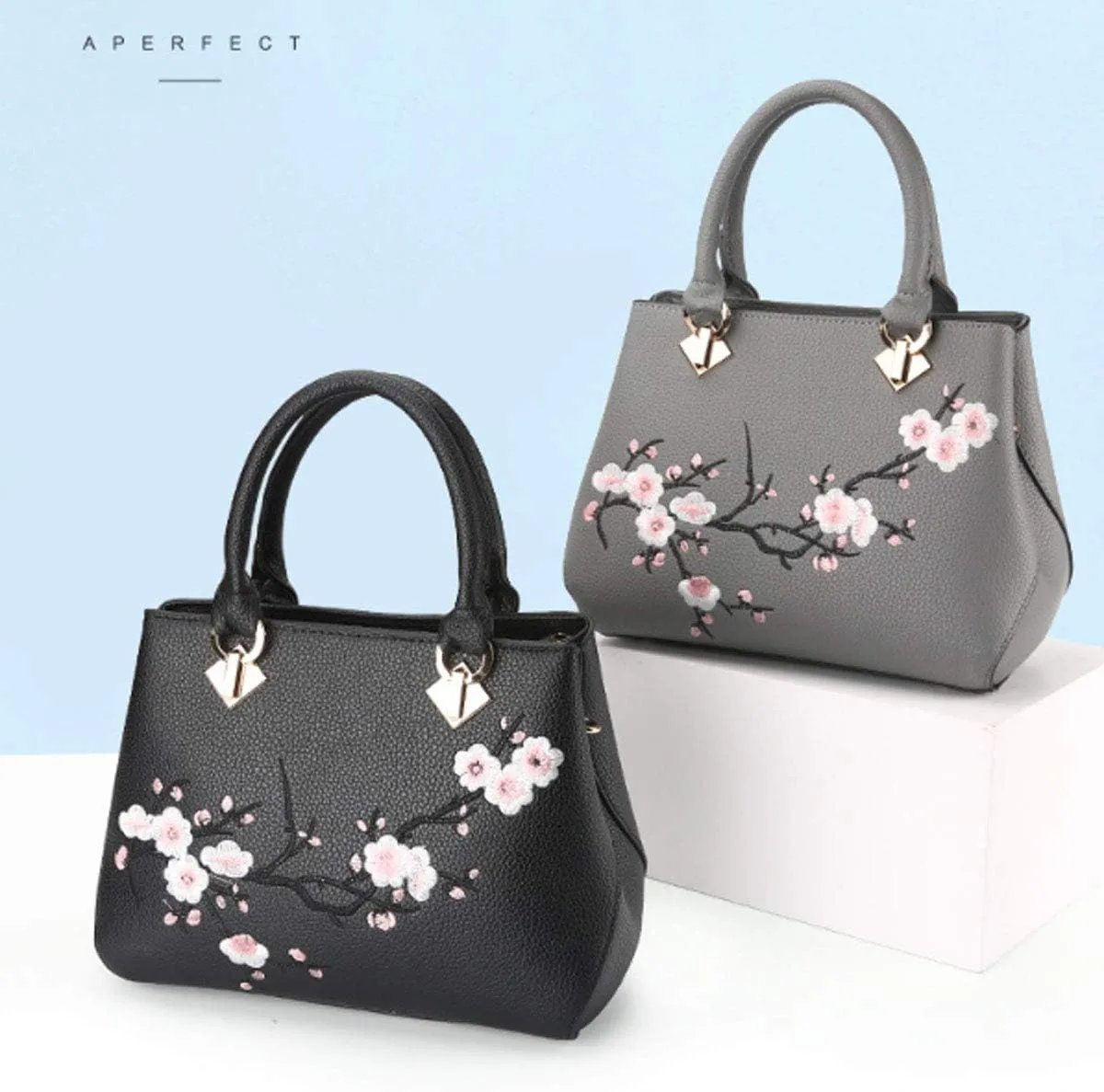 Embroidery Women Top Handle Satchel Handbags Shoulder Bag Tote Purse Messenger Bags Crossbody Bag