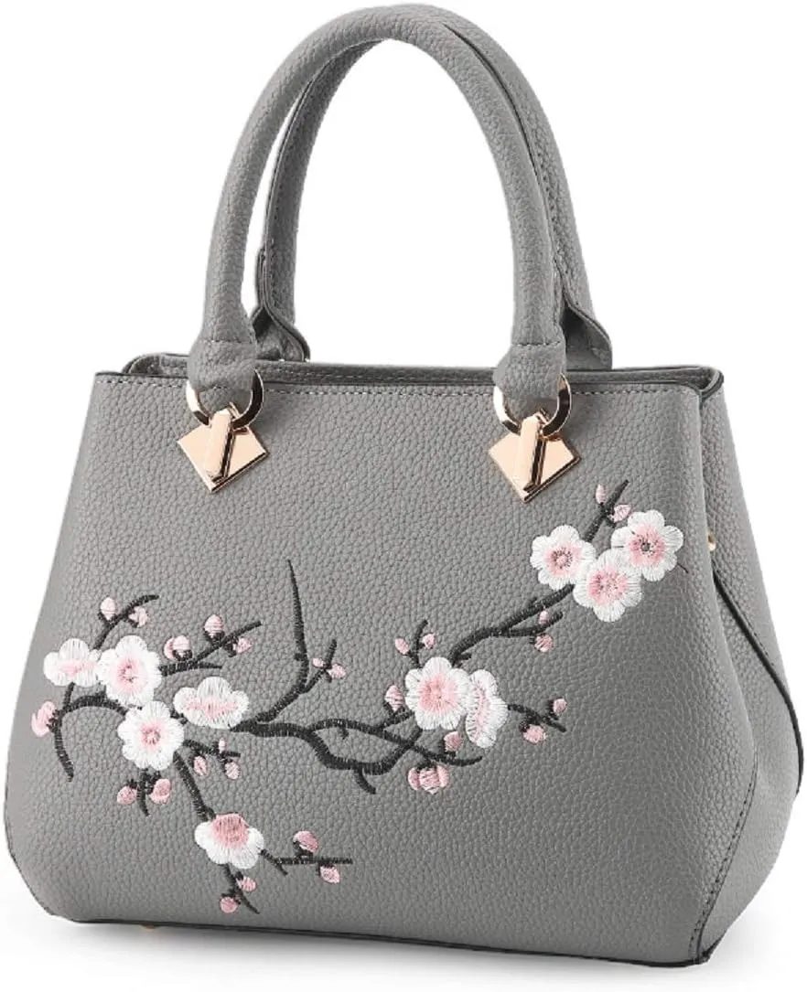 Embroidery Women Top Handle Satchel Handbags Shoulder Bag Tote Purse Messenger Bags Crossbody Bag