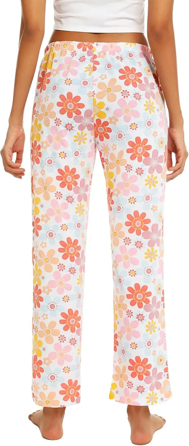 ENJOYNIGHT Women Cotton Lounge Pants Comfy Pajama Bottoms With Pockets&Drawstring