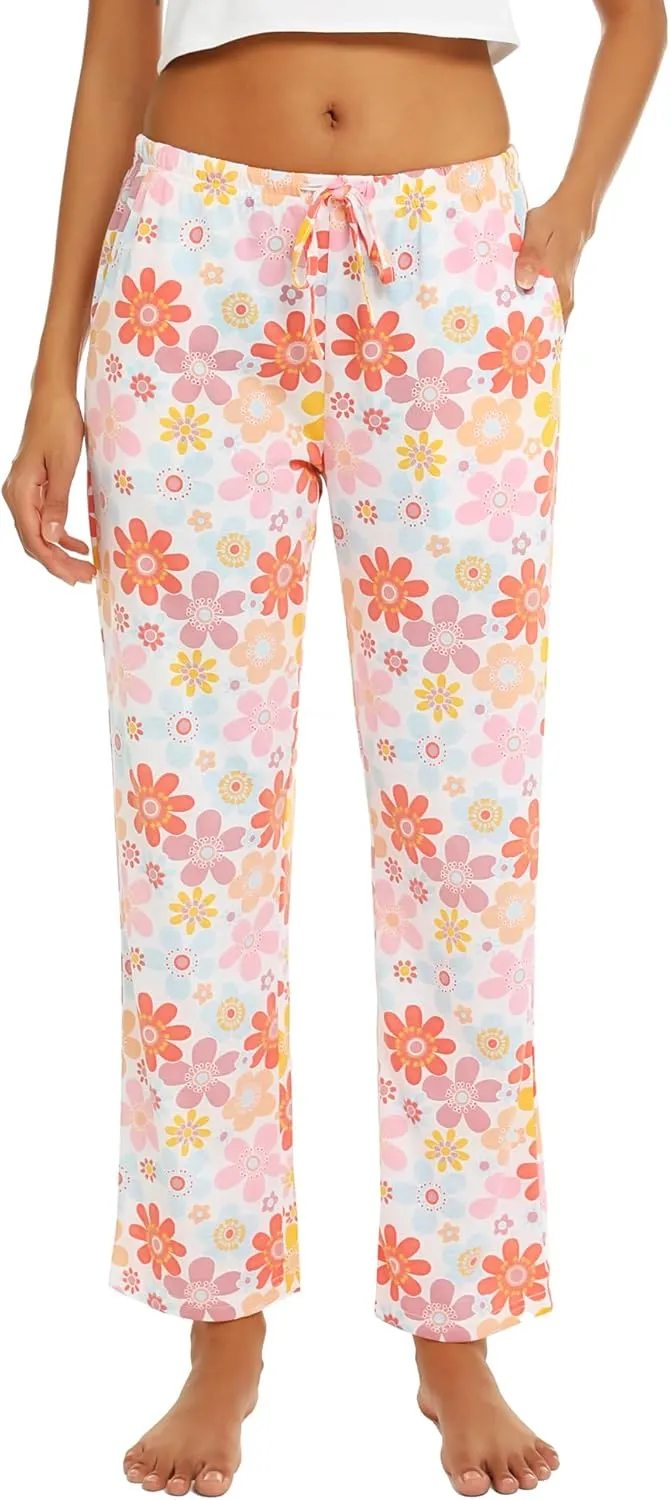 ENJOYNIGHT Women Cotton Lounge Pants Comfy Pajama Bottoms With Pockets&Drawstring