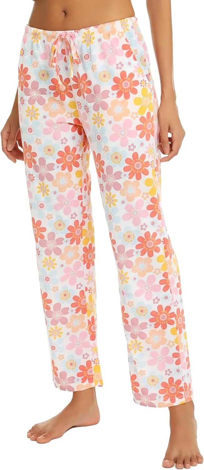 ENJOYNIGHT Women Cotton Lounge Pants Comfy Pajama Bottoms With Pockets&Drawstring