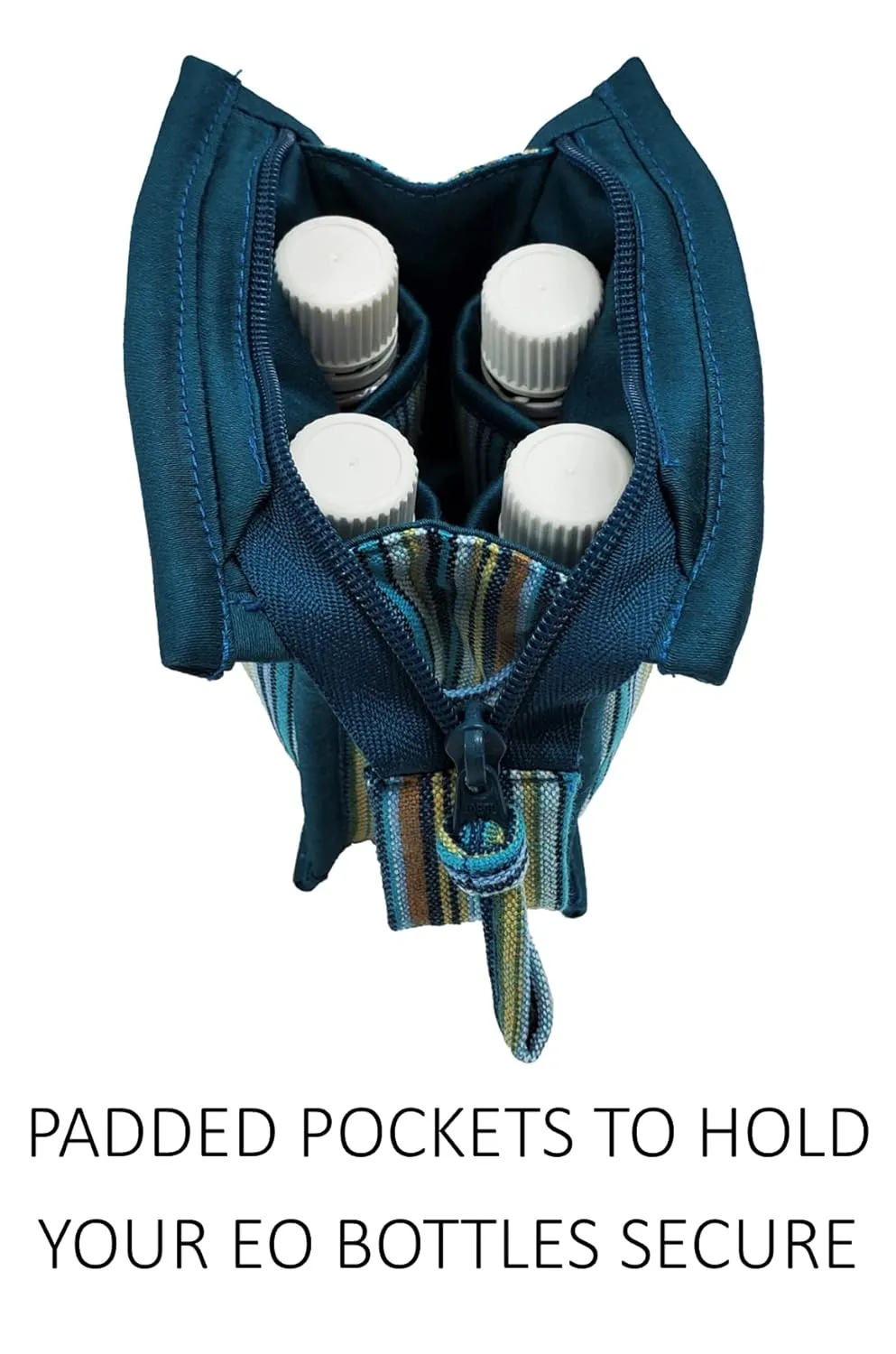 Essential Oil Case for Purse - Seabreeze Teal - Small Size HOLDS 4-6 Bottles (5ml-15ml, also fits Roller Bottles) - Chic and Compact EO Bags in Multiple Sizes - Perfect size Essential Oil Travel Bag