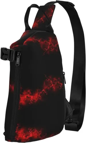 Explosion Burst Red Black Print Trend Casual Crossbody Chest Bag Multipurpose Cross Body Shoulder Bag