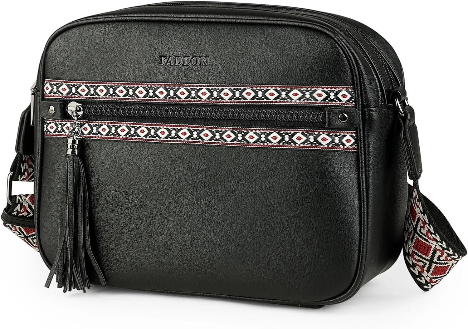 FADEON Crossbody Bags for Women Designer Vegan Leather Crossbody Purse Multi-pocket Medium Shoulder Bag with Card Slots