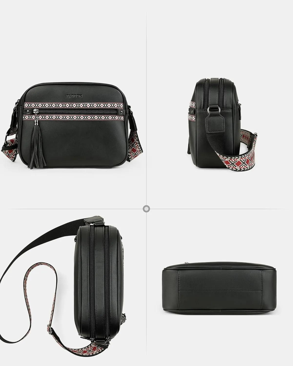FADEON Crossbody Bags for Women Designer Vegan Leather Crossbody Purse Multi-pocket Medium Shoulder Bag with Card Slots