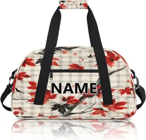 Fall Leaves Mini Gym Bag 18 inch for Women Men Waterproof Custom Maple Colors Leaf and Branch Autumn Travel Duffel Bag Carry On Overnight Tote Nurse Bag for Work Fitness Hiking