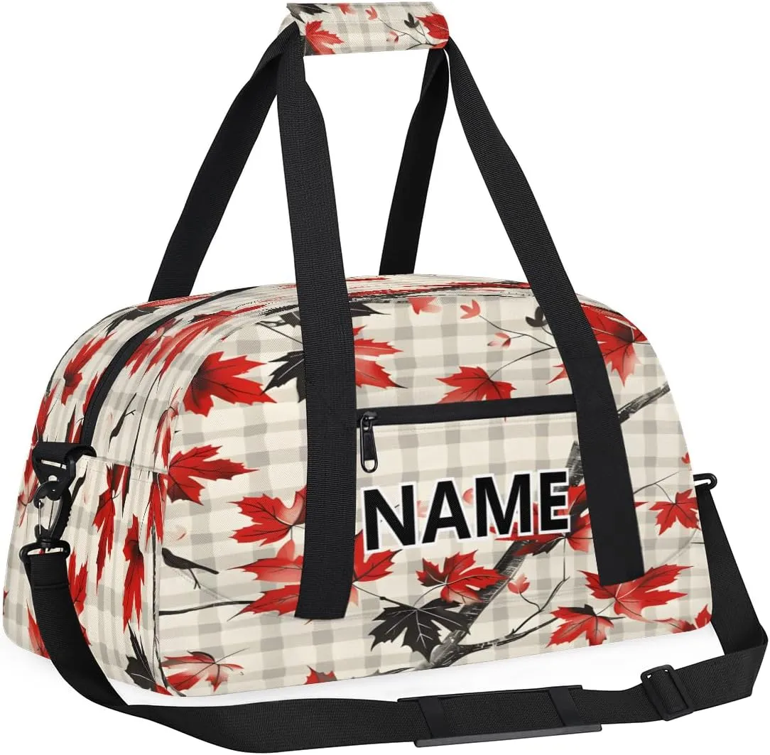 Fall Leaves Mini Gym Bag 18 inch for Women Men Waterproof Custom Maple Colors Leaf and Branch Autumn Travel Duffel Bag Carry On Overnight Tote Nurse Bag for Work Fitness Hiking