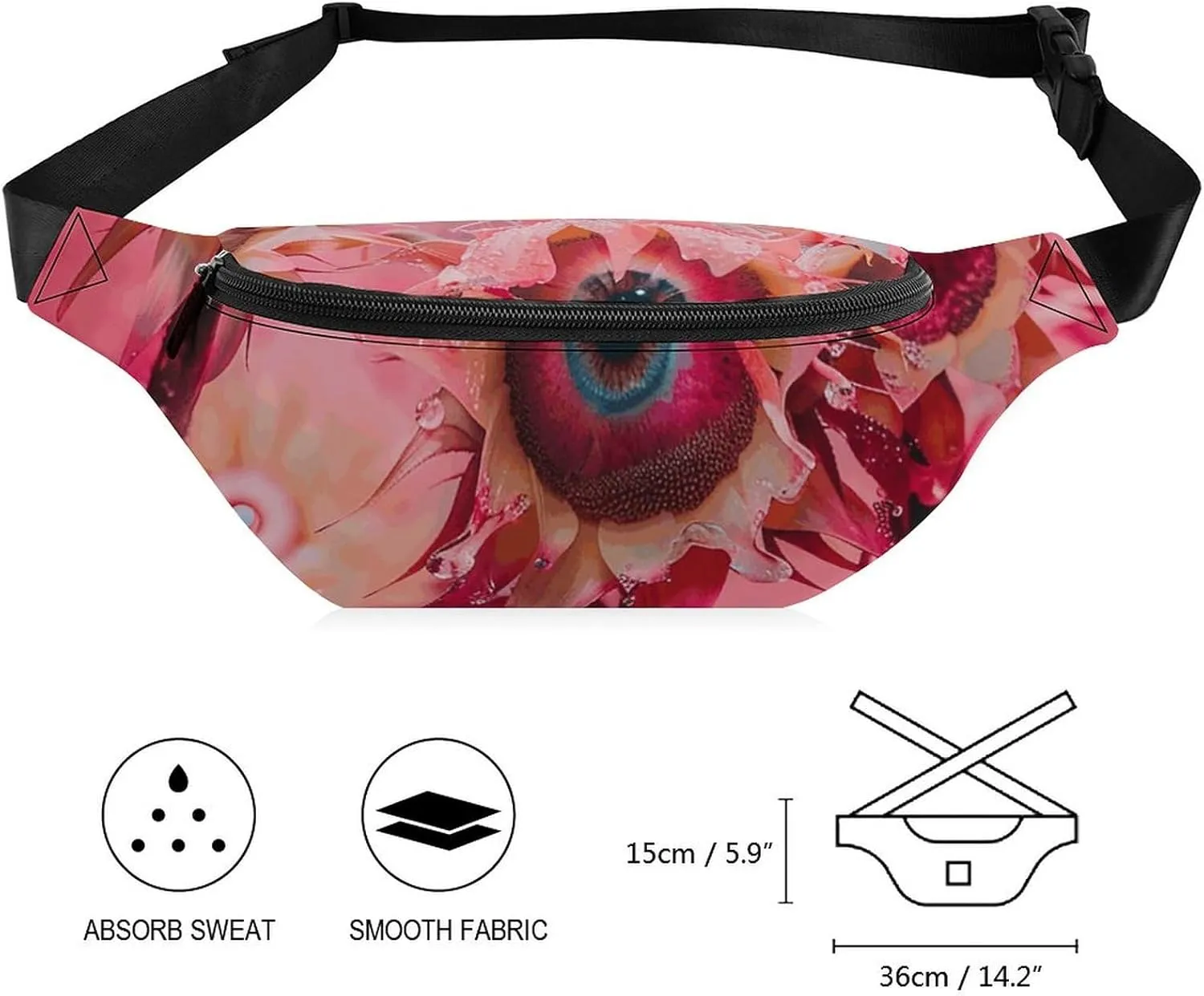 Fanny Pack for Women Men Red Abstract Blur Waist Pack Adjustable Belt Bag for Workout Running Travelling Casual Waist Bag