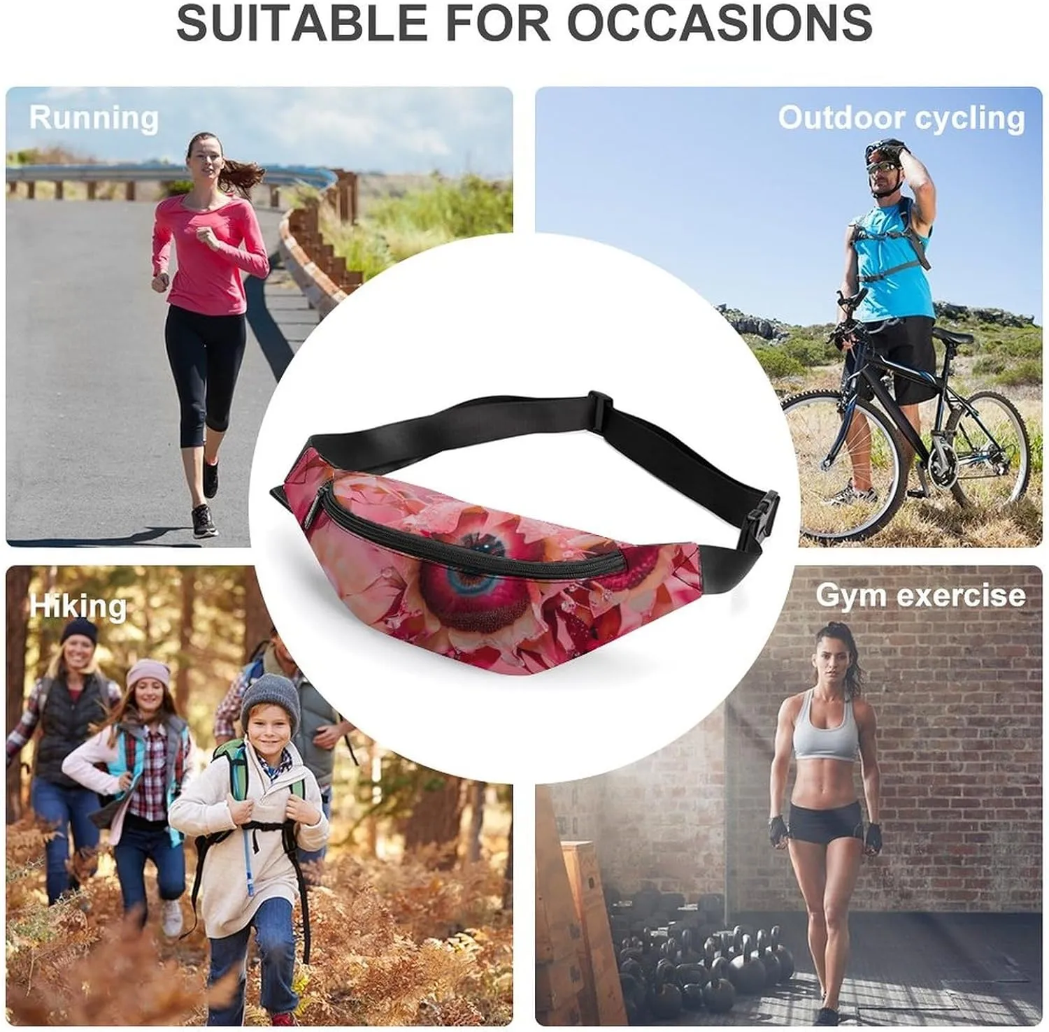 Fanny Pack for Women Men Red Abstract Blur Waist Pack Adjustable Belt Bag for Workout Running Travelling Casual Waist Bag