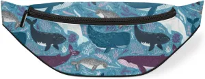 Fanny Pack for Women Men Waist Pack Cartoon Ocean Animal Dolphin Crossbody Bag with Adjustable Straps for Hiking Running Walking Travel Cycling