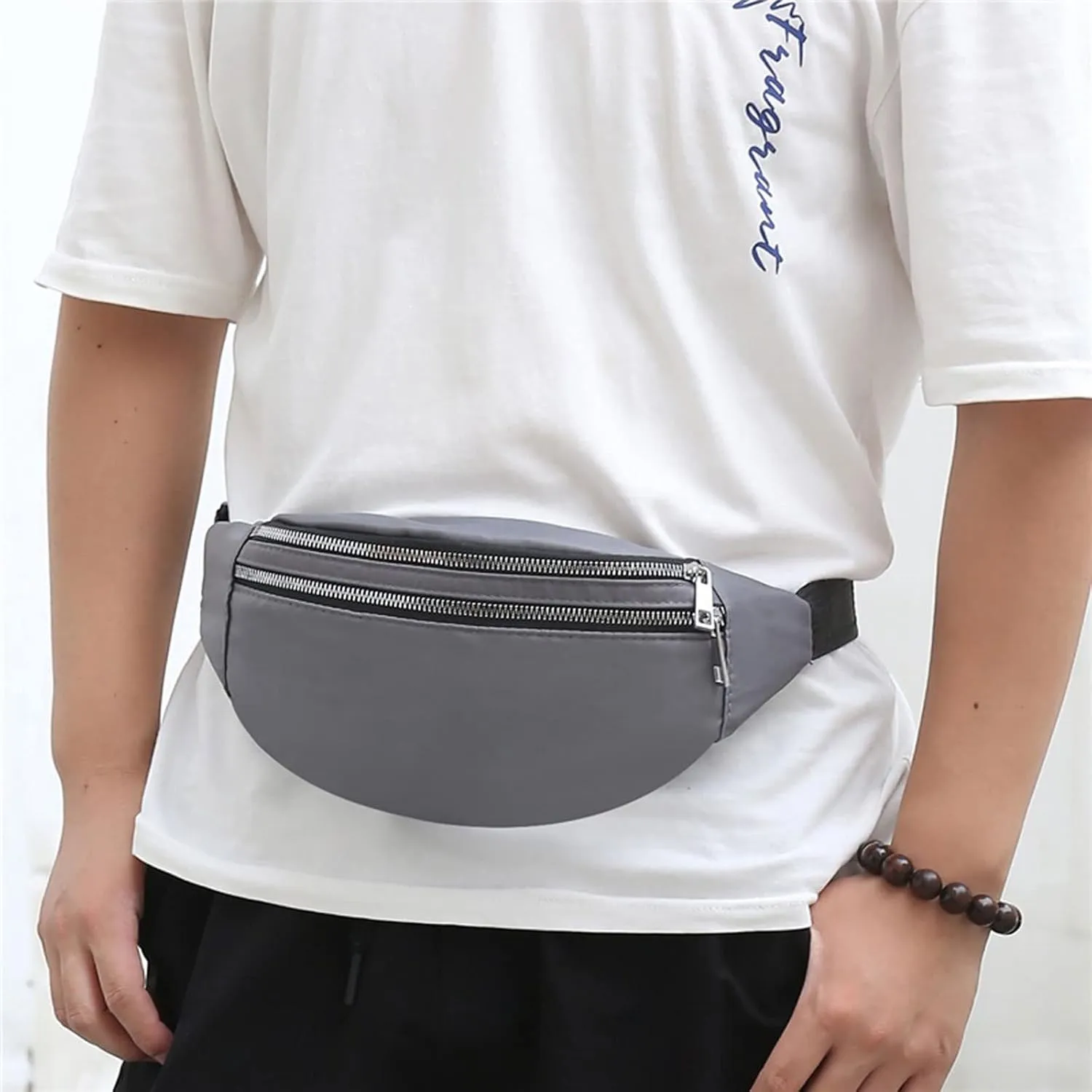 Fanny Pack Men Waist Bag Breast Package Waterproof Outdoor Sports Chest Bag Pouch Korean-Style Fanny Pouch Crossbody Male Banana Bags (Red)