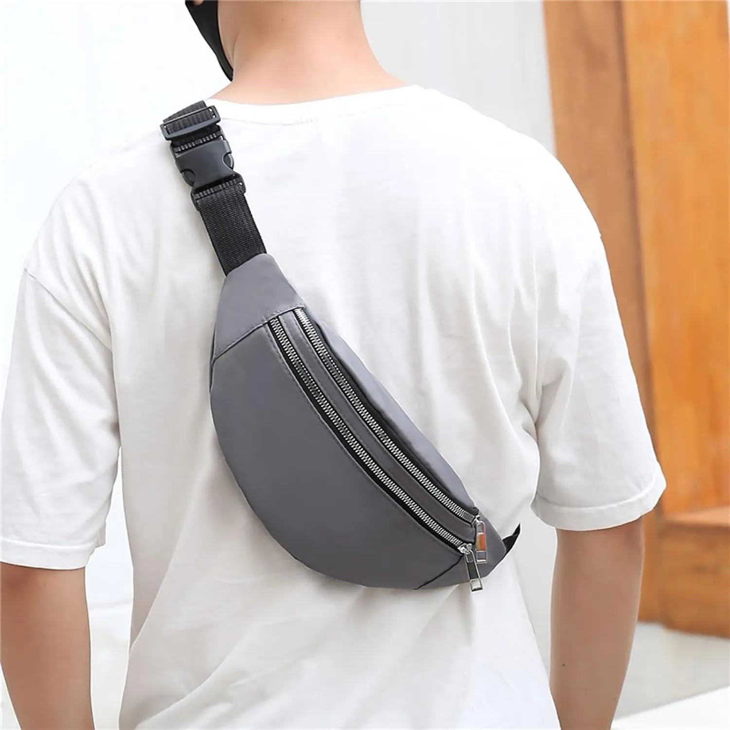 Fanny Pack Men Waist Bag Breast Package Waterproof Outdoor Sports Chest Bag Pouch Korean-Style Fanny Pouch Crossbody Male Banana Bags (Red)