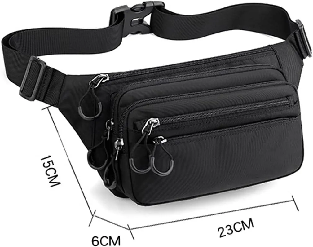 Fanny Pack Men's Waist Bag Nylon Men's Sports Chest Bag Travel Shoulder Bags Hiking Messenger Bags (Deep Blue)