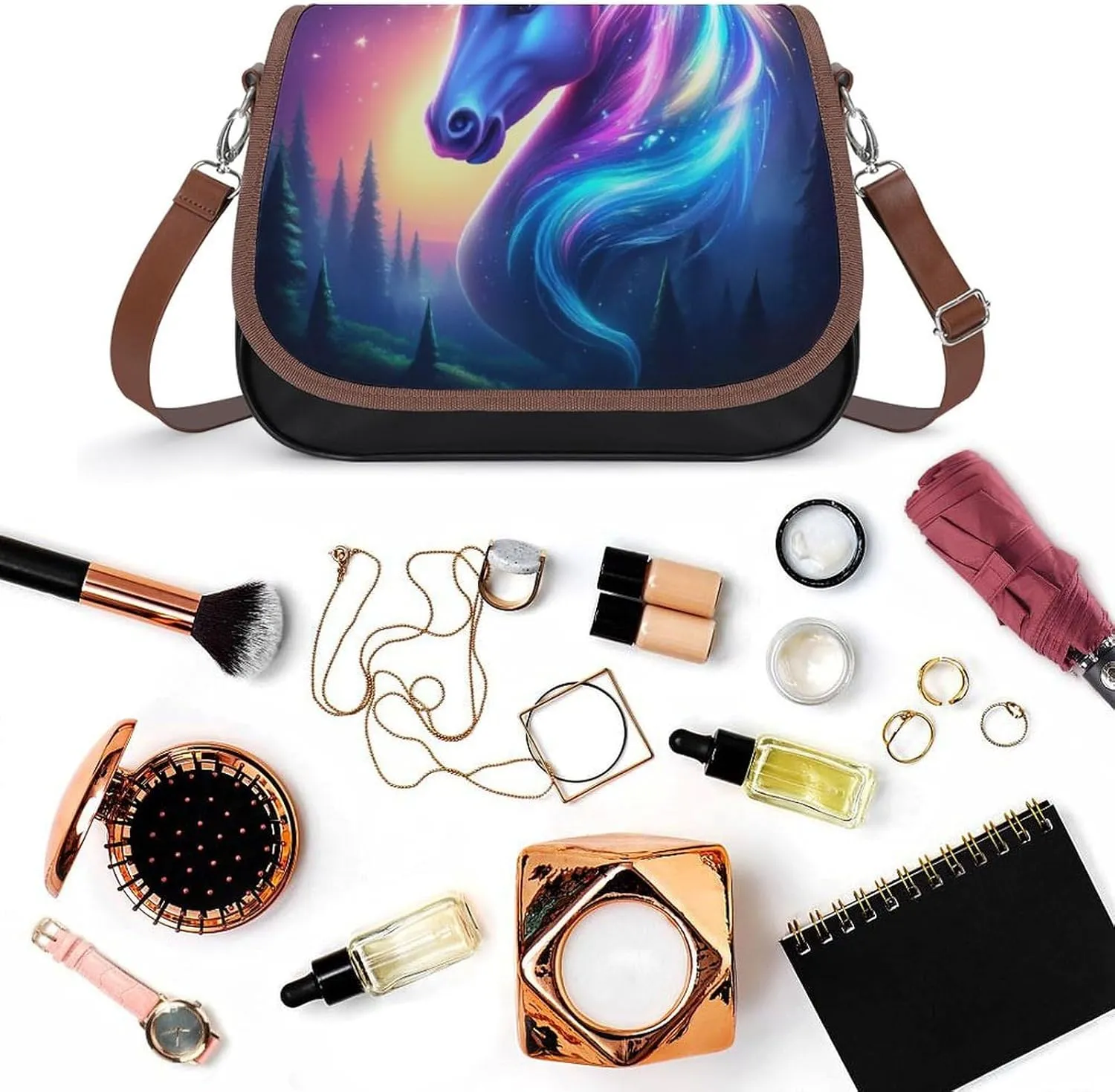 Fashion Crossbody Bags for Men Women Pu Leather Shoulder Bag Travel Purse Lightweight Messenger Bag