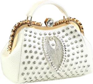 Fashion Diamonds Tassels Bag For Women Leather Top Handle Satchel Handbags Clip Rhinestone Purses Tote Shoulder evening Bags