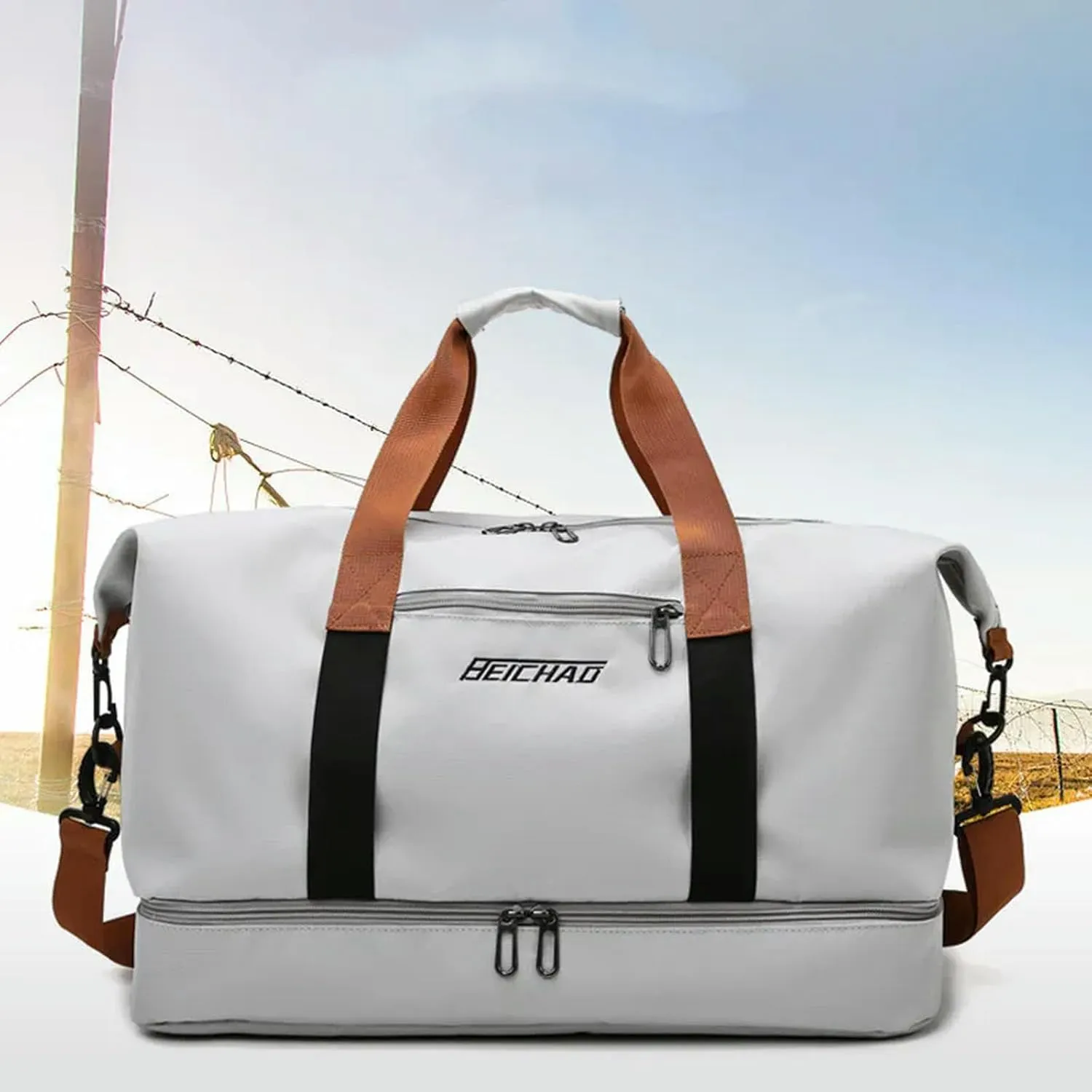 Fashion Travel Bags for Women Large Capacity Men's Sports Bag Waterproof Weekend Sac Voyage Female Messenger Bag Dry and Wet, Purple 46x25x28cm