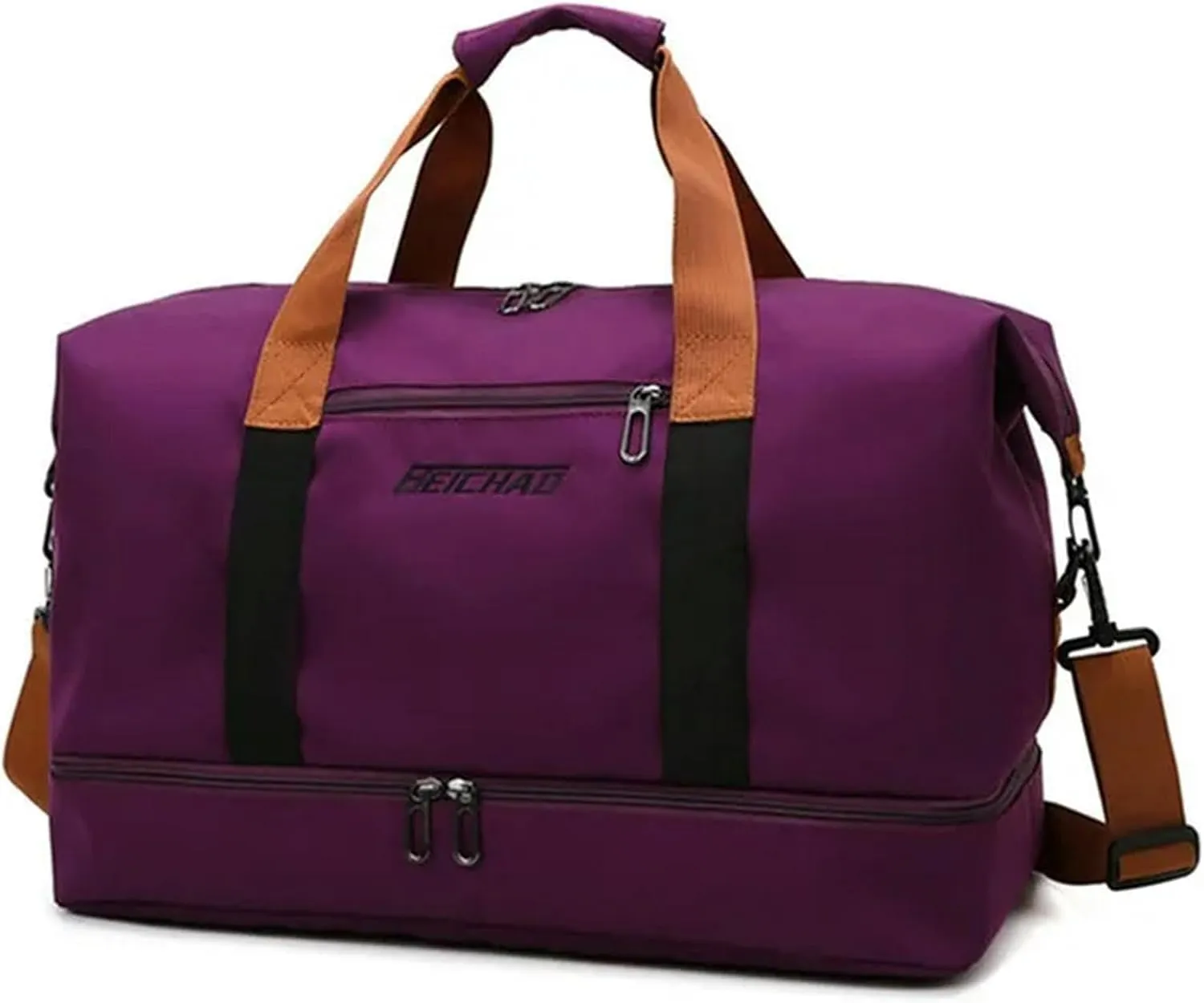 Fashion Travel Bags for Women Large Capacity Men's Sports Bag Waterproof Weekend Sac Voyage Female Messenger Bag Dry and Wet, Purple 46x25x28cm