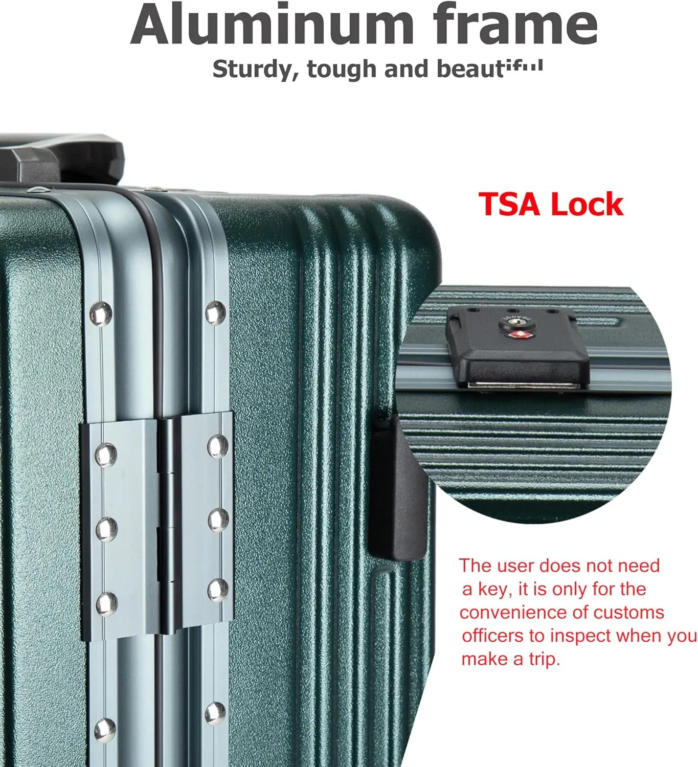 feilario 24in Aluminium Frame Hardside Spinner Wheel Luggage, Built-In TSA lock Carry on Suitcase, with Cup Holder & USB Port & Phone Holder