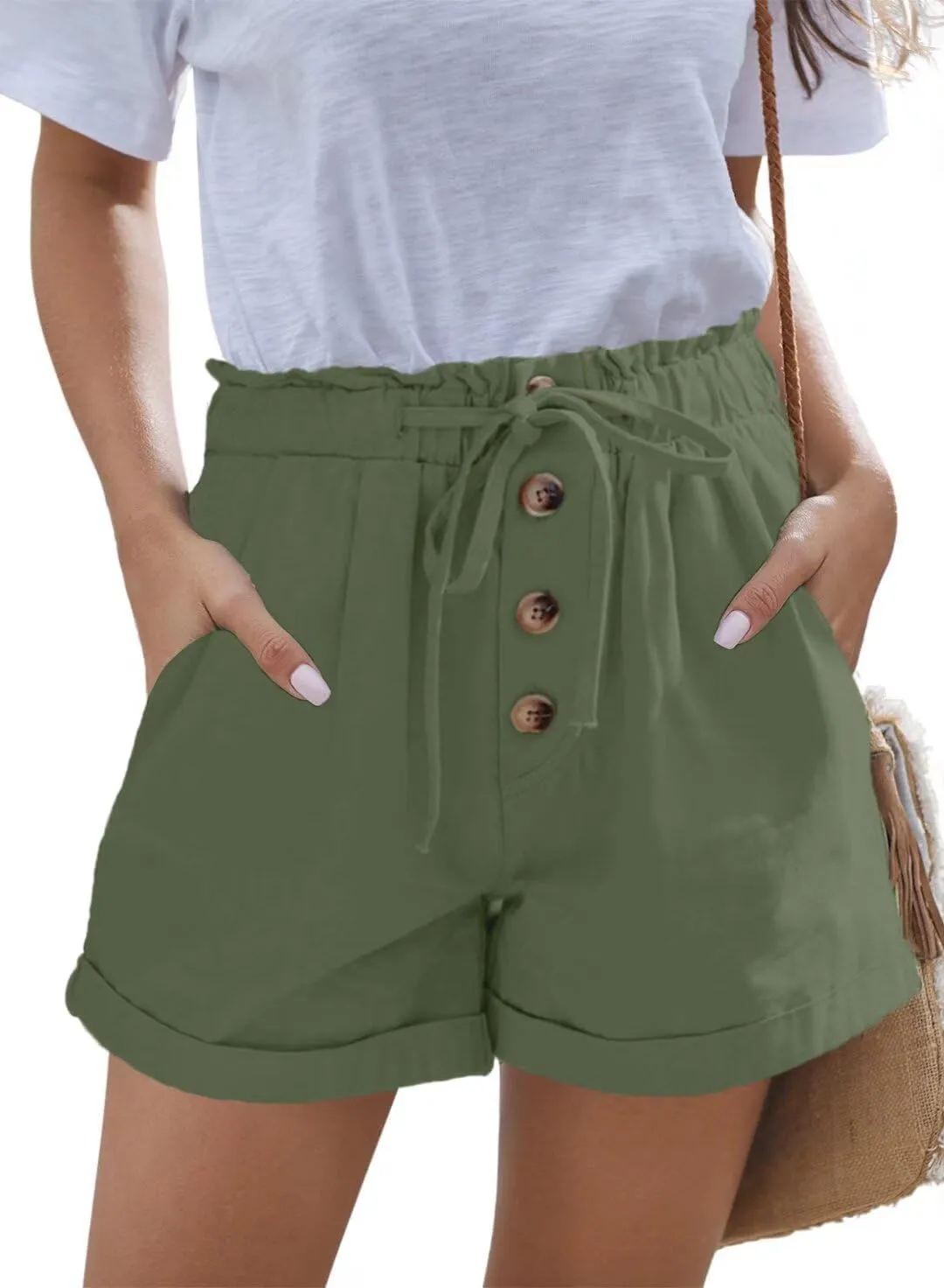 FEKOAFE Womens Shorts 2025 Comfy Summer Drawstring High Waist Cotton Shorts for Women Trendy(S-2XL)