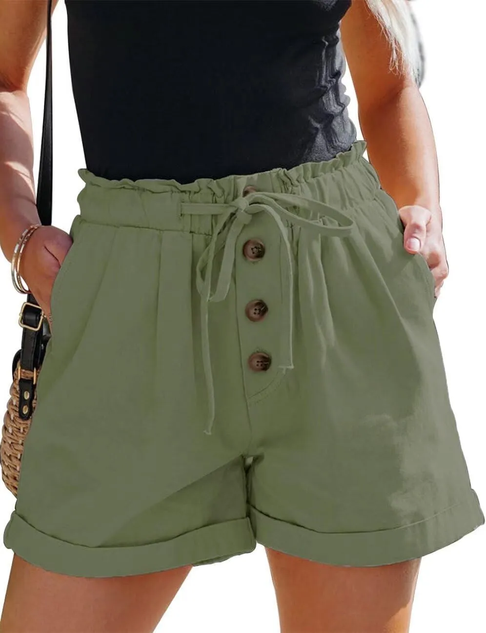 FEKOAFE Womens Shorts 2025 Comfy Summer Drawstring High Waist Cotton Shorts for Women Trendy(S-2XL)