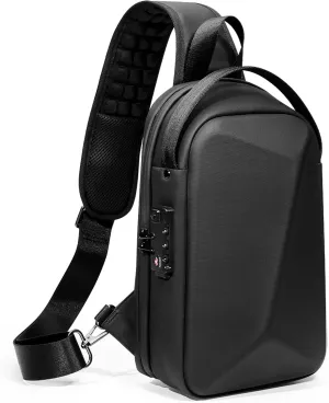 FENRUIEN Anti-Theft Crossbody Sling Backpack Bag for Men&Women Hard Shell with USB, Shoulder Pack Lock Waterproof 10.2 inch Single Strap for Travel Hiking