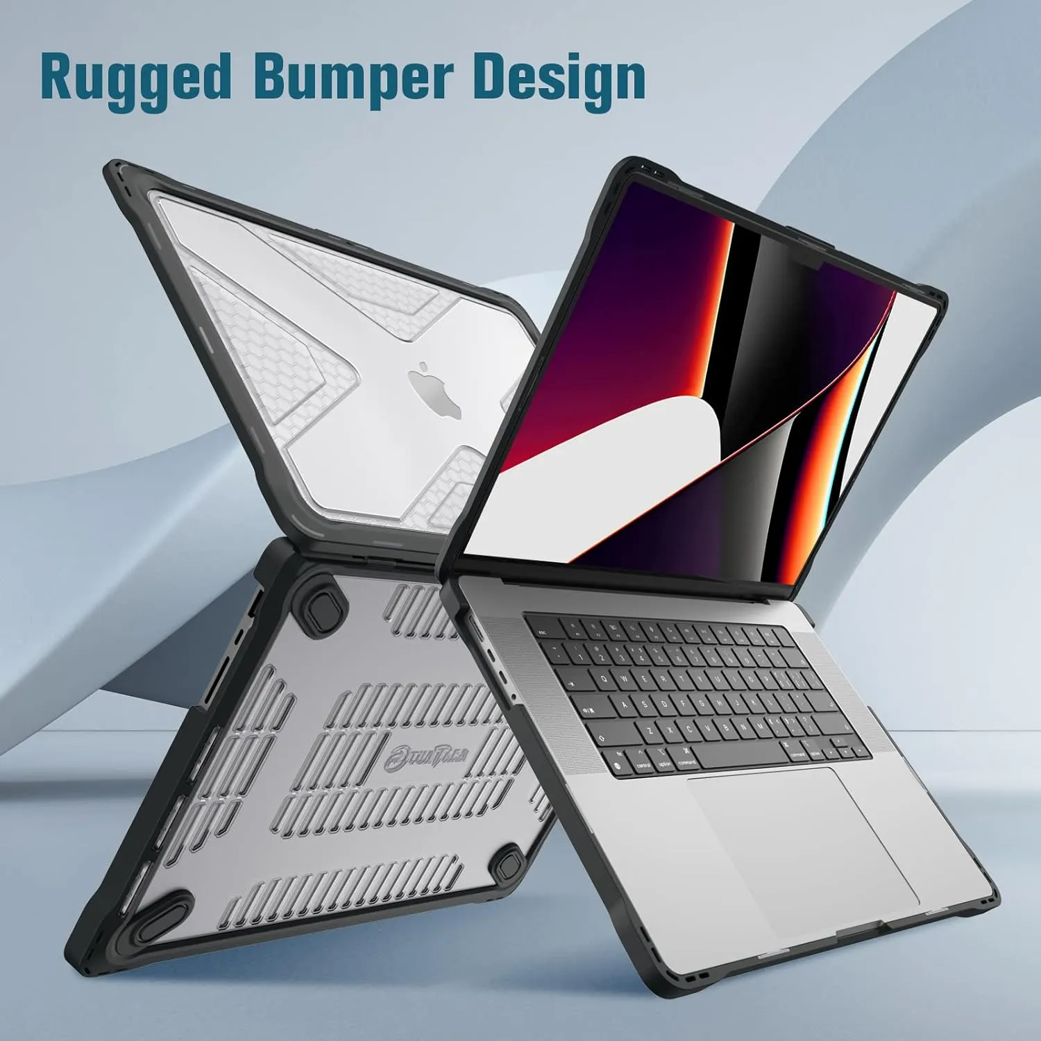 Fintie Case for MacBook Pro 16 Inch A3403 A3186 A2991 A2780 A2485 (2024 2023 2022 2021) - Heavy Duty Rugged Hard Shell Cover with TPU Bumper for MacBook Pro 16" M4/M3/M2/M1 Pro/Max Chip, Clear