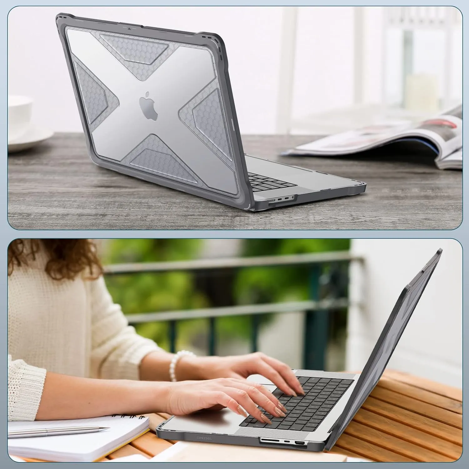 Fintie Case for MacBook Pro 16 Inch A3403 A3186 A2991 A2780 A2485 (2024 2023 2022 2021) - Heavy Duty Rugged Hard Shell Cover with TPU Bumper for MacBook Pro 16" M4/M3/M2/M1 Pro/Max Chip, Gray