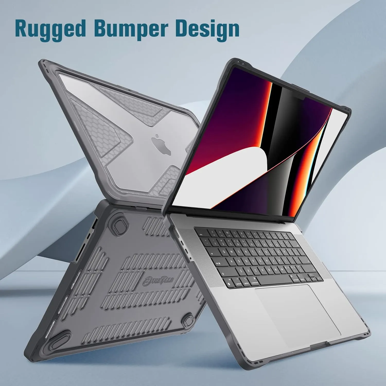 Fintie Case for MacBook Pro 16 Inch A3403 A3186 A2991 A2780 A2485 (2024 2023 2022 2021) - Heavy Duty Rugged Hard Shell Cover with TPU Bumper for MacBook Pro 16" M4/M3/M2/M1 Pro/Max Chip, Gray