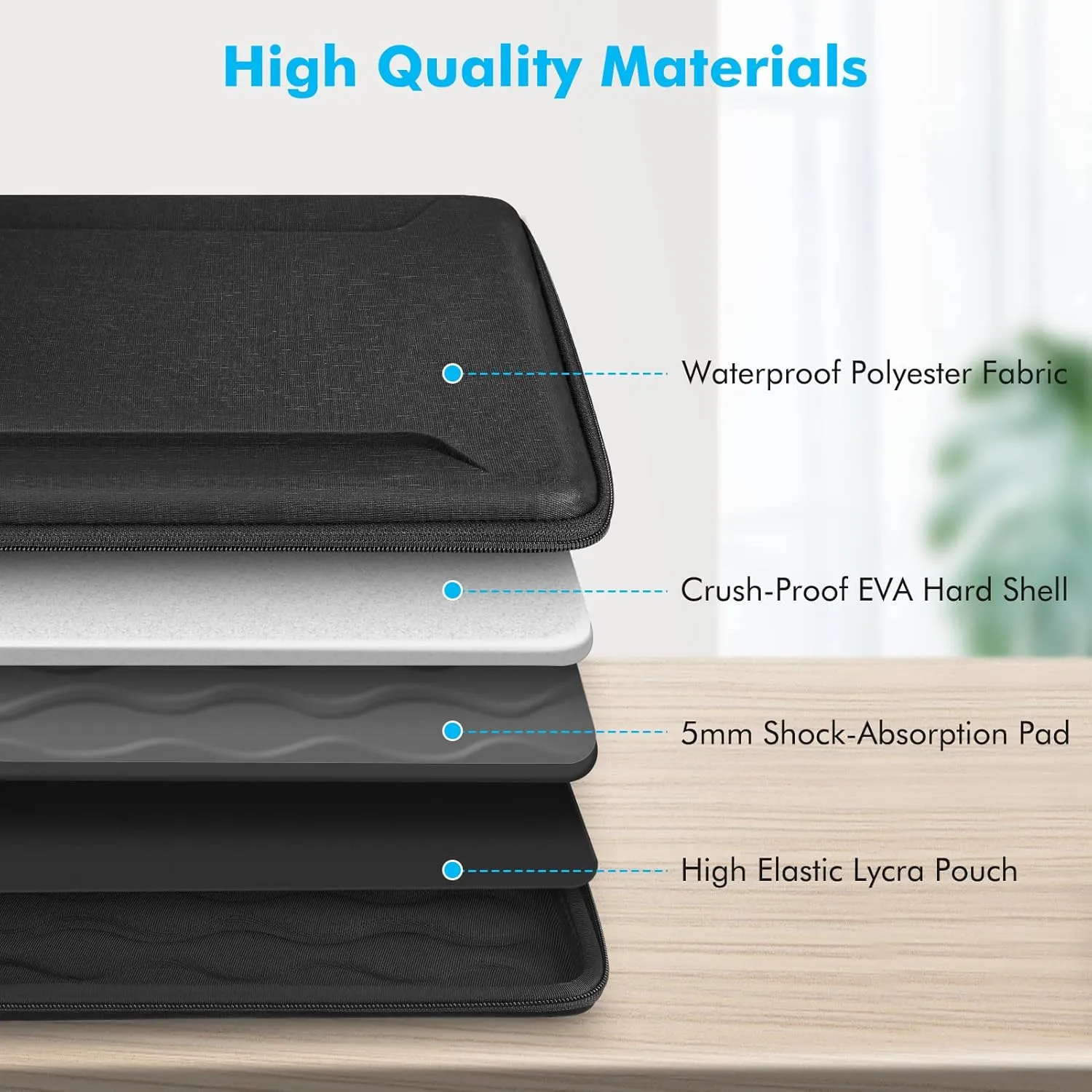 Fintie Sleeve Case for MacBook Pro 16, MacBook Air/Pro 15, 15" Surface Laptop - Shockproof EVA Carrying Bag for Up to 15.6" HP Lenovo Dell Acer Samsung Slim Laptop, Black