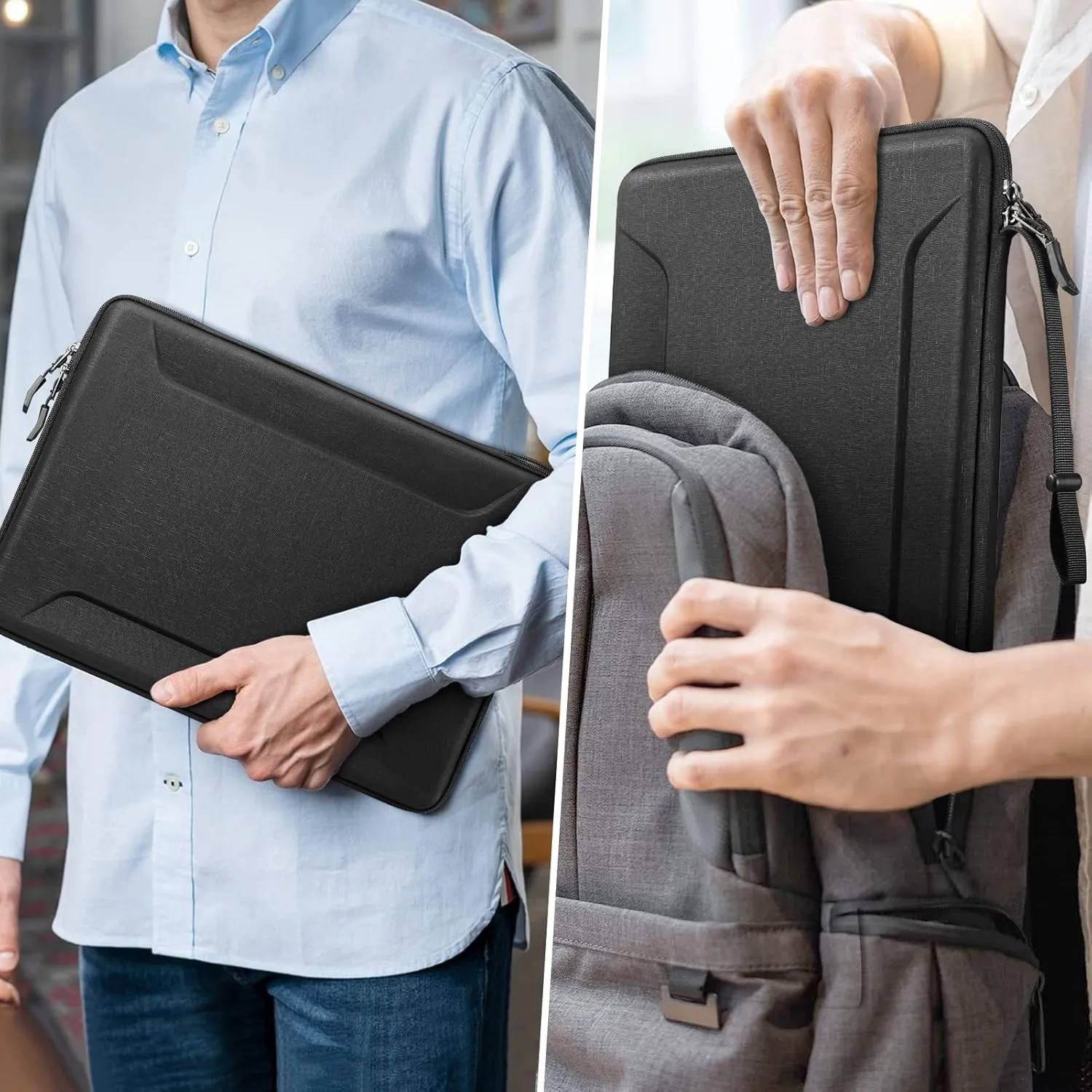Fintie Sleeve Case for MacBook Pro 16, MacBook Air/Pro 15, 15" Surface Laptop - Shockproof EVA Carrying Bag for Up to 15.6" HP Lenovo Dell Acer Samsung Slim Laptop, Black