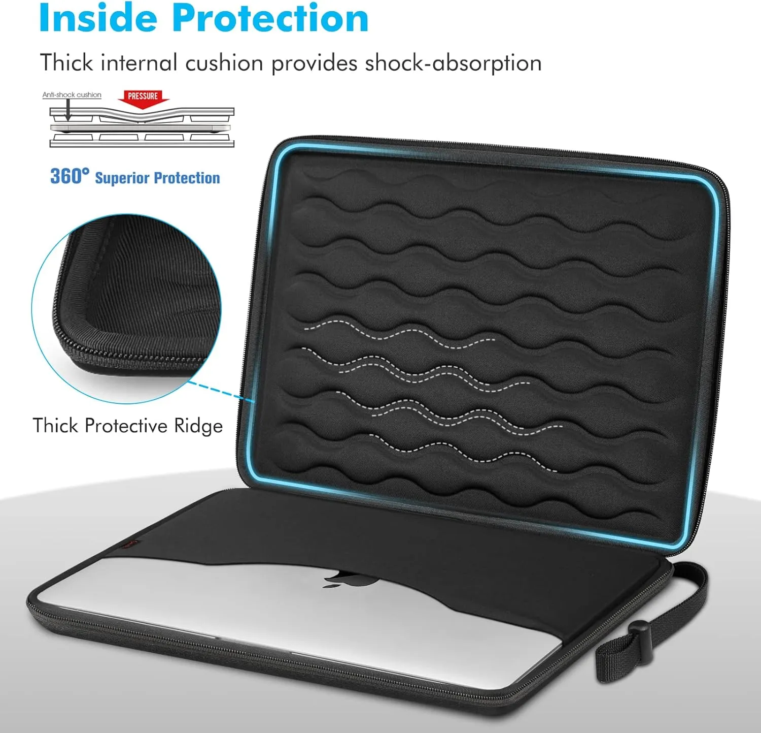 Fintie Sleeve Case for MacBook Pro 16, MacBook Air/Pro 15, 15" Surface Laptop - Shockproof EVA Carrying Bag for Up to 15.6" HP Lenovo Dell Acer Samsung Slim Laptop, Black
