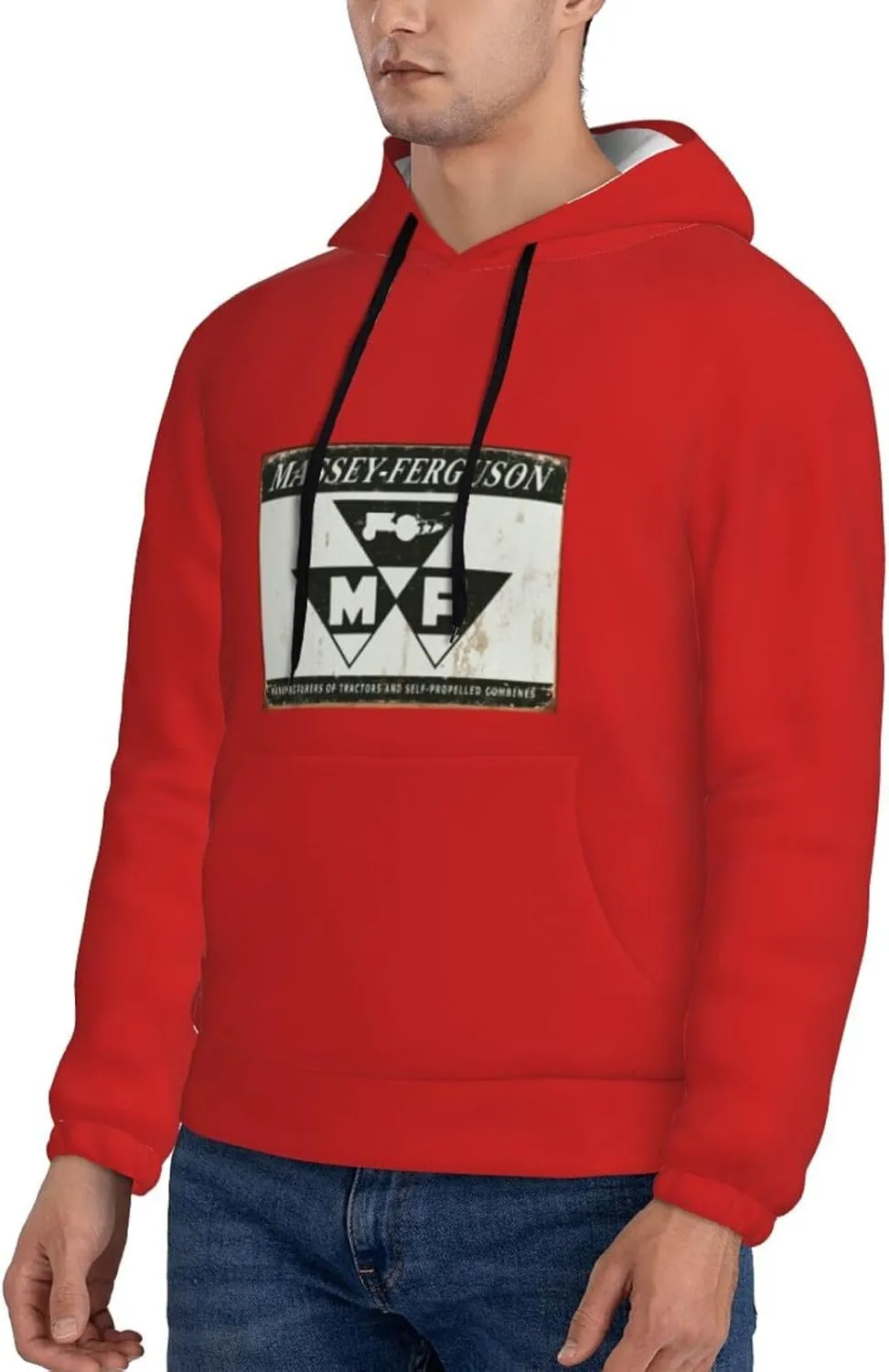 Flag Of Massey Ferguson Tractors Men'S Hooded Fleece Sweatshirt Comfortable Men'S T-Shirt