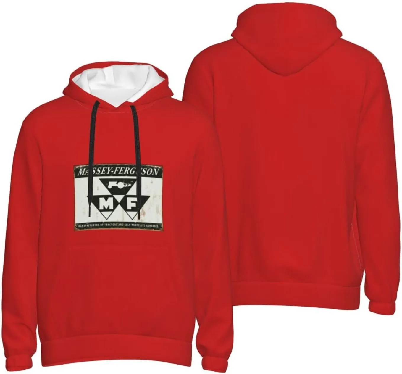 Flag Of Massey Ferguson Tractors Men'S Hooded Fleece Sweatshirt Comfortable Men'S T-Shirt