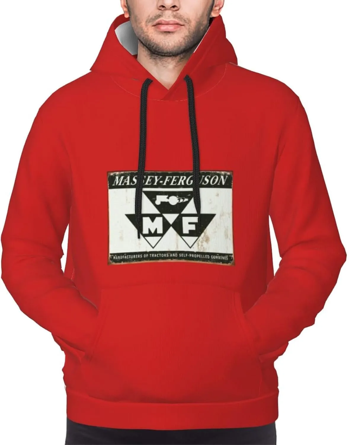 Flag Of Massey Ferguson Tractors Men'S Hooded Fleece Sweatshirt Comfortable Men'S T-Shirt