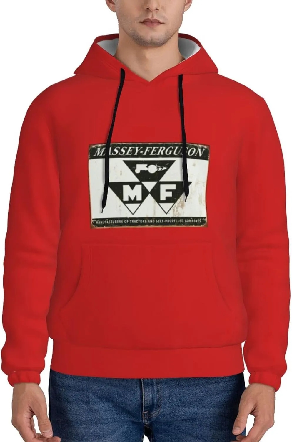 Flag Of Massey Ferguson Tractors Men'S Hooded Fleece Sweatshirt Comfortable Men'S T-Shirt
