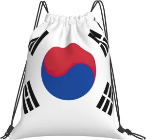 Flag of Republic of Korea print Casual drawstring backpack fitness bag, fashionable, fit for sports travel and daily use