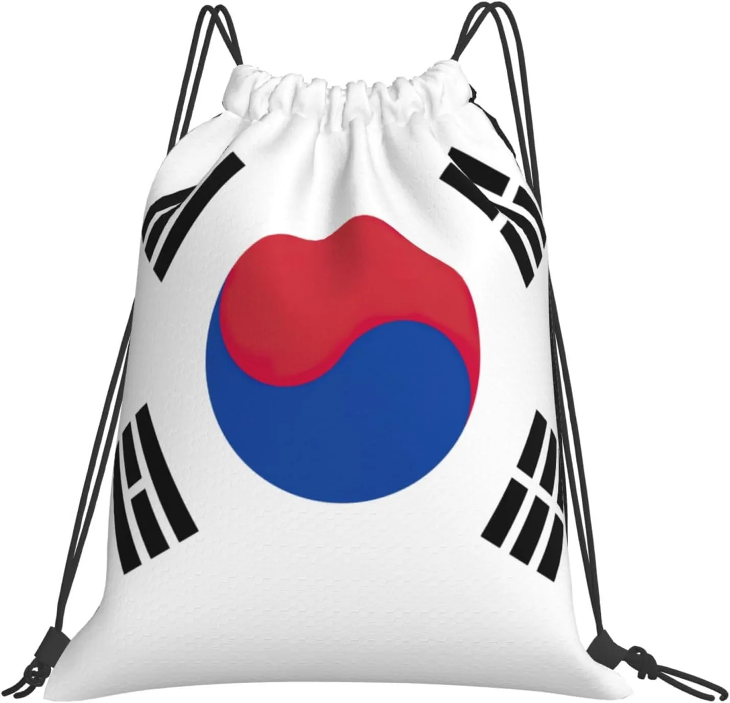 Flag of Republic of Korea print Casual drawstring backpack fitness bag, fashionable, fit for sports travel and daily use