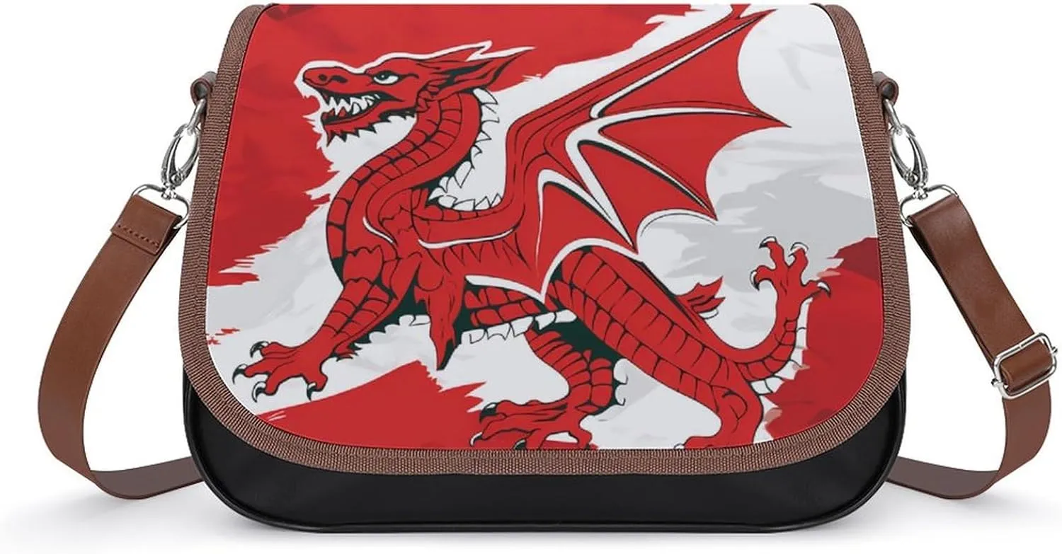 Flag of Wales Welsh Funny Women's Crossbody Bags Novelty Leather Purse Handbag Shoulder Bag