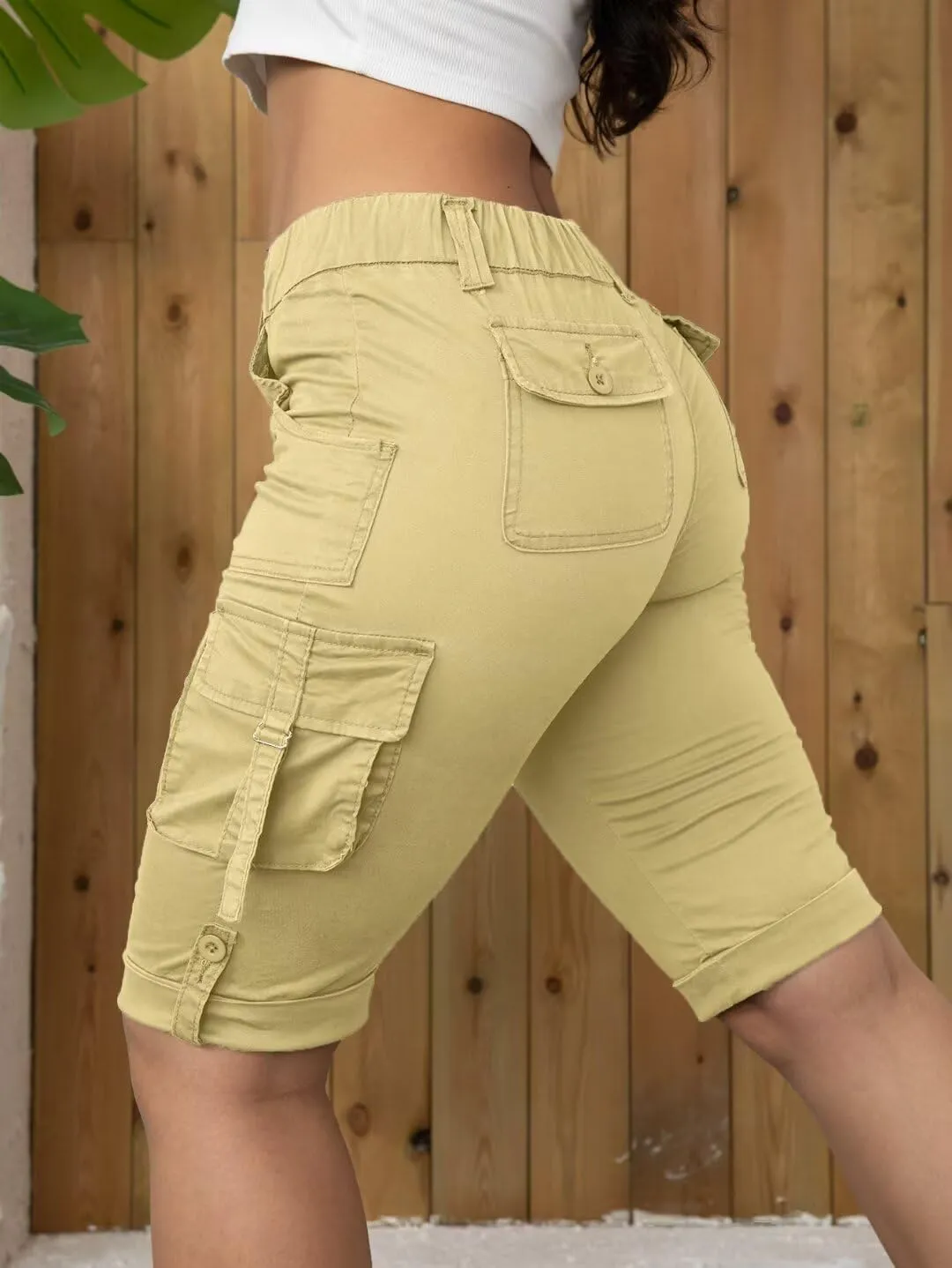 Flamingals Hiking Shorts for Women Flap Pocket Design Bermuda Cargo Shorts 2025 Trendy