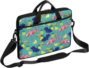 Flamingos And Toucans Laptop Bag for Men Women 13-15 Inch Case Bags Sleeve Shoulder with Anti Slip Removable The Pad Straps(15x1x11inches)