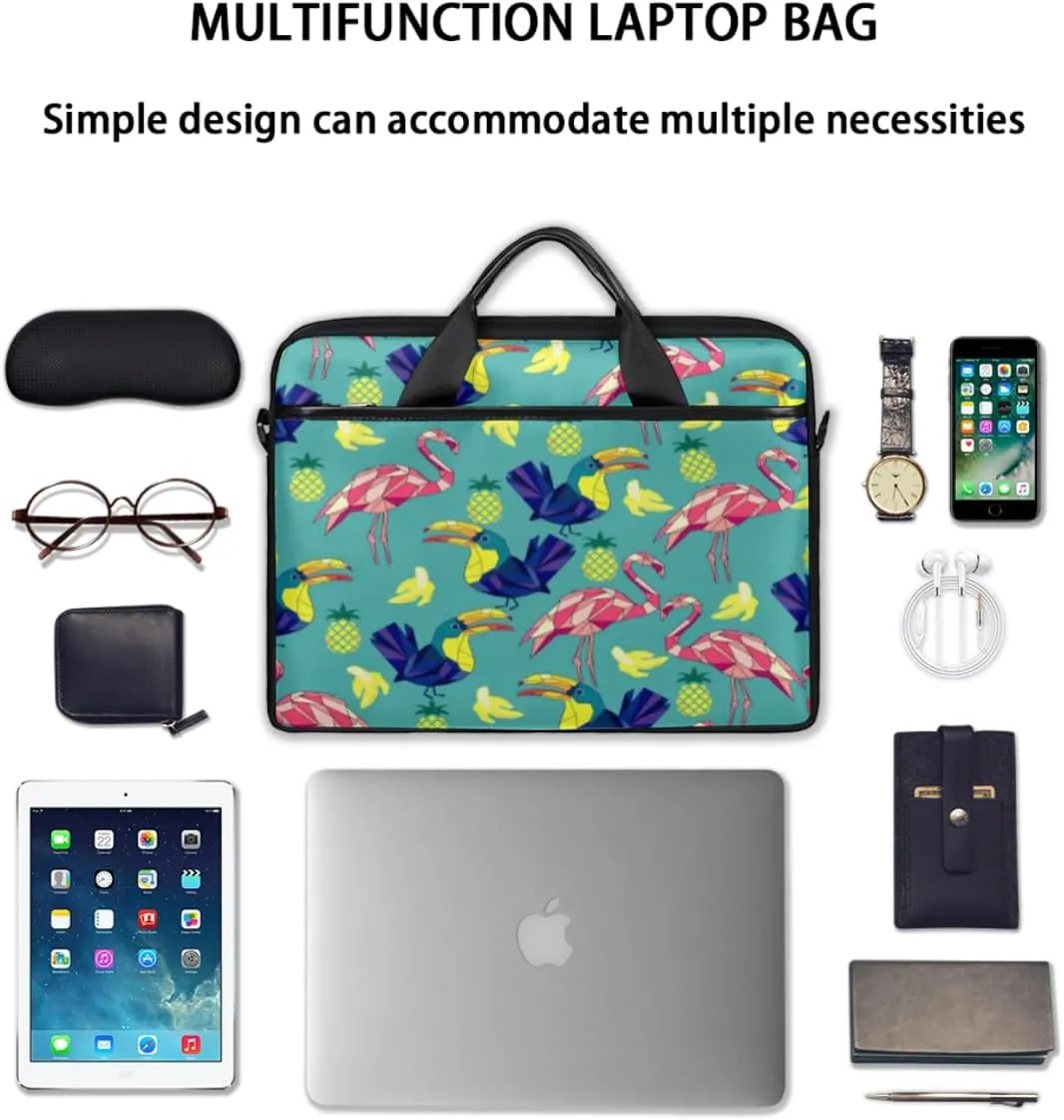 Flamingos And Toucans Laptop Bag for Men Women 13-15 Inch Case Bags Sleeve Shoulder with Anti Slip Removable The Pad Straps(15x1x11inches)