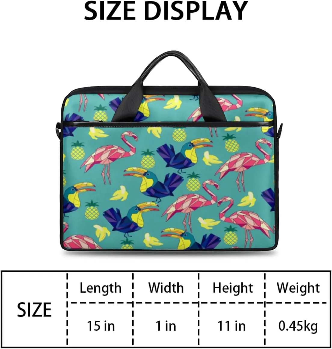 Flamingos And Toucans Laptop Bag for Men Women 13-15 Inch Case Bags Sleeve Shoulder with Anti Slip Removable The Pad Straps(15x1x11inches)