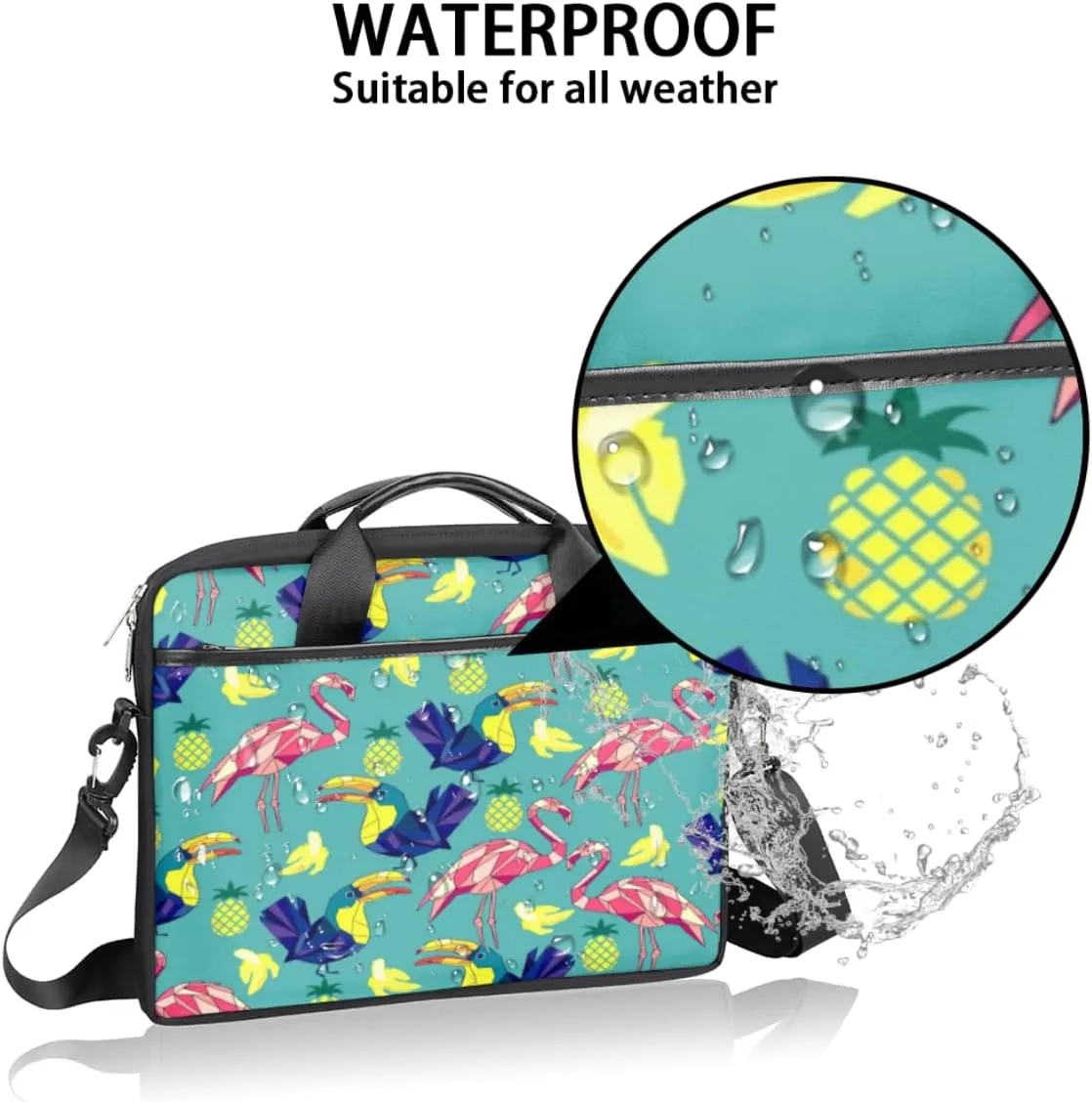 Flamingos And Toucans Laptop Bag for Men Women 13-15 Inch Case Bags Sleeve Shoulder with Anti Slip Removable The Pad Straps(15x1x11inches)